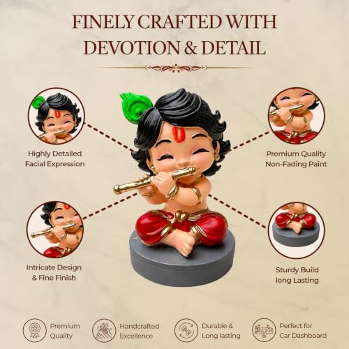 Image of UNOVATE Krishna Idol Small for Car Dashboard | Krishna Murti | Multicolor