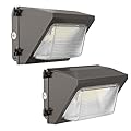 HYPERLITE LED Wall Pack Light 50W 2Packs with Dusk-to-Dawn Photocell,Glass Lens 6750LM LED Wall Packs Outdoor Lighting,Wall Pack Lights Outdoor Led for Yard Barn Parking Lots Warehouse UL Listed