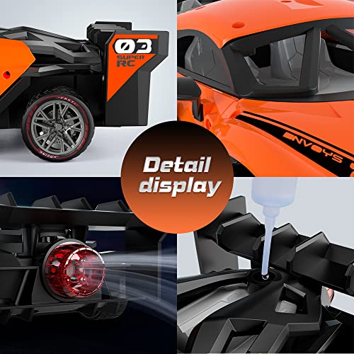 Vatos 1:16 Remote Control Car - 2.4 Ghz Metal Rc Cars With Spraying Mist & Light For Kids, 20 Km/H Electric Sport Racing Hobby Toy Car With 2 Rechargeable Batteries Provide 50 Min Playtime For Boys #TOP5