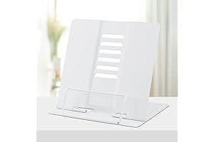 Adjustable White Metal Cookbook Holder for Kitchen Counter