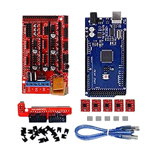 Lysee 3D Printer Parts & Accessories - 3D Printer Control Board Kit 2560 R3 Improved Board + Ramps 1.4 + 4988 Driver with Heat Sink - (Color: Red)