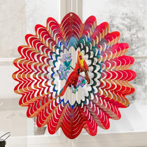 Marwey Cardinal Wind Spinners Outdoor Cardinal Gift for Women Mom Grandma Metal 3D Wind Spinner for Yard Garden Decor Red Bird Hanging Wind Spinner Funny Cardinal Christmas Decoration Gifts Ideas