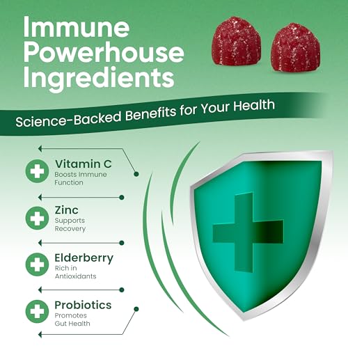 Haydar Marketplace Immune Boosters for Adults - Vegan Immune Support Gummies with Vitamins C & D, Zinc, Magnesium, Probiotics - Immunity Gummies with Elderberry, Turmeric, Echinacea, 60 Ct - Image 5