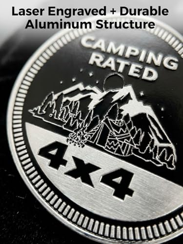 Image of 2 pcs Car Emblem 4 x 4 Metal Automotive Badge 3D Metal Car Badges Emblems Round Emblem Decals Car Badge Decals Stickers Compatible with Vehicles Trucks SUV RV Decorations (Camping)