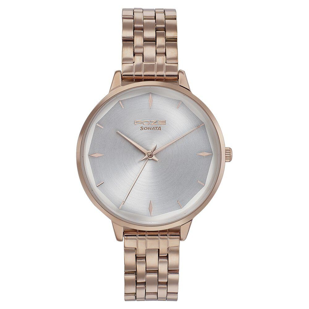 Sonata Poze Quartz Analog Silver Dial Stainless Steel Strap Watch for Women-SP80008WM01 (B0CT5GPRMR) Amazon Price History, Amazon Price Tracker