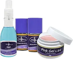 Kit Piu Bella Gel 28g e Preparadores Alongamento de unhas