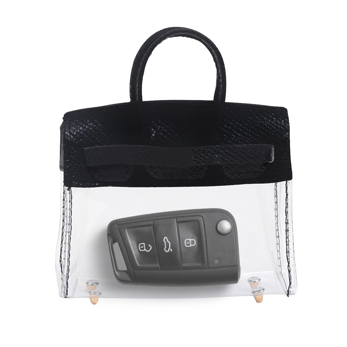 smilfuy Mini Creative Car Key Case, Small Transparent Handbag Key Holder Wallet, Keychain Bag Car Key Fob Case Cute Present for Woman Girl (Black)