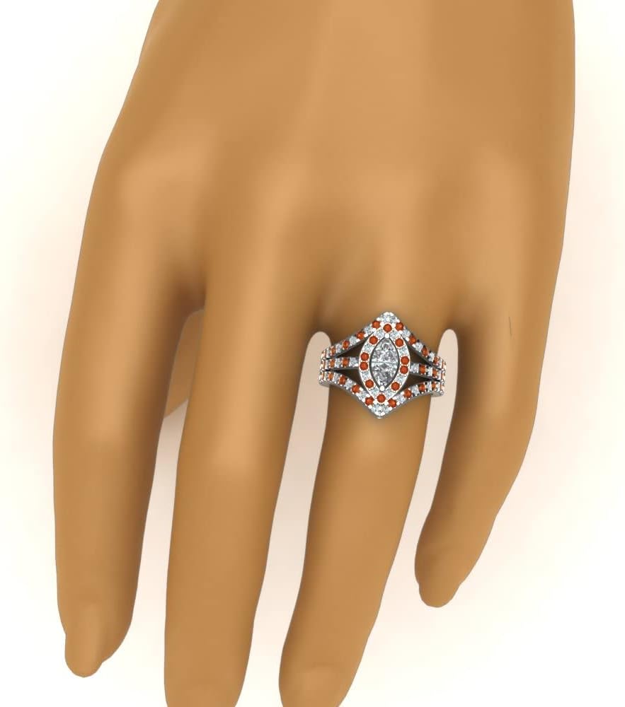 Choose Your Gemstone Royal Empress Ring 925 Sterling Silver Marquise Shape Halo Engagement Rings Ornaments Surprise for Wife Symbol of Love Clarity Comfortable US Size 4 to 12
