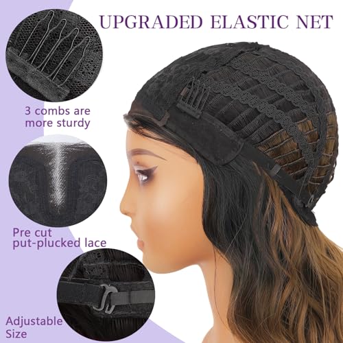 Perruque ondulée naturelle AISI HAIR avec reflets châtain méché - 6