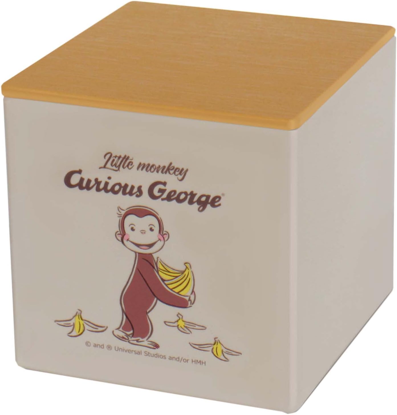 Nishiki Kasei Curious George Tissue Case with Lid BE x L-bnn Width 4.7 x Depth 4.8 x Height 4.7 inches (12 x 12.2 x 12.2 x 12 cm), Made in Japan