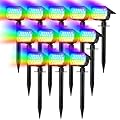 WENATY Solar Spot Lights Outdoor Color Changing, [7 Mode/12 Pack] Christmas Landscape Spotlights, Solar Lights Outdoor Waterproof, Led Powered Flood Light for Outside Pathway Yard Garden Tree Walkway