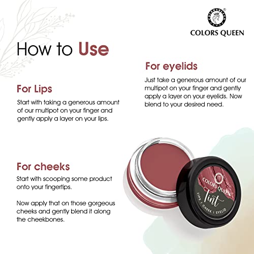 Image of Colors Queen Tint for Cheeks and Lips - Enriched with Vitamin E and Essential Oils | Matte Lip and Cheek Tint for Lips, Cheeks and Eyelids| Vegan and Cruelty Free Lip Tint for Women (01 - Crave For It)