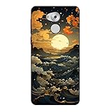 KARTXITAI Hülle Kompatibel mit Huawei Honor 6C, Stoßfeste Schutzhülle mit Weiche Silikon Bumper Hülle Handyhülle Anti-Kratzt Leichtes Matt Finish Rückseite - Meer,Mond