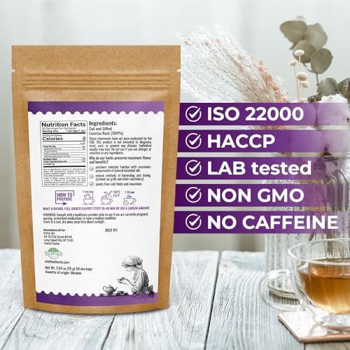 Image of 50 Bags Licorice Root Tea Liqorish Root Tea Herb (Glycyrrhiza Glabra) - 50 Count 1.5g Bags Licorice Roots Raiz De Regaliz