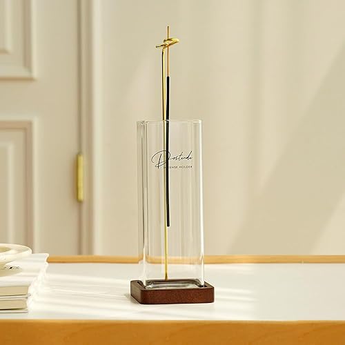Miniatura 2 de Soporte para incienso, diseño multiusos, quemador de incienso de vidrio, colector de cenizas con soporte de palo de incienso de latón para