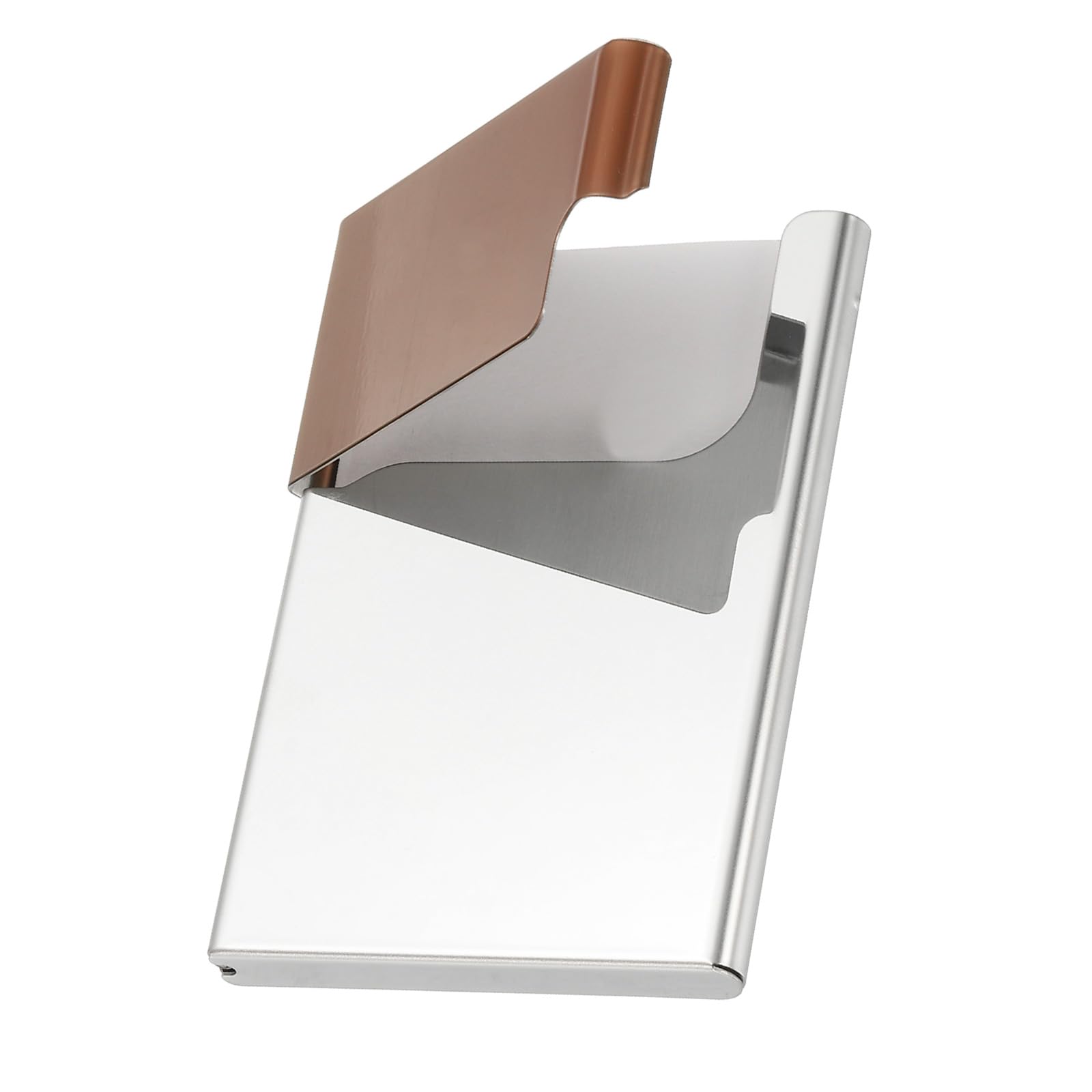 PATIKIL Metal Business Card Holder, Professional Name Card Holder Business Card Pocket Case for Men & Women Office Credit ID Organization, Bright Silver/Bronze
