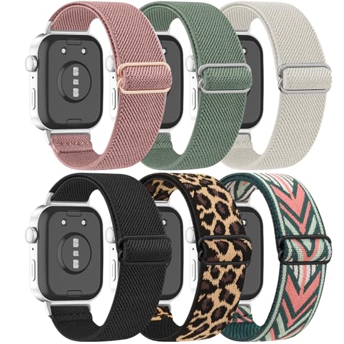 Vancle 6 Stück Armband für Huawei Watch Fit 3 / Fit 4 / Fit 4 Pro Elastische Nylon Ersatzarmbänder Sport für Damen Herren