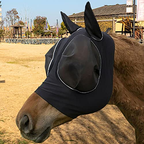 Máscara de mosca de cavalo – Máscara elástica de mosca de cavalo | Máscara respirável para moscas de
