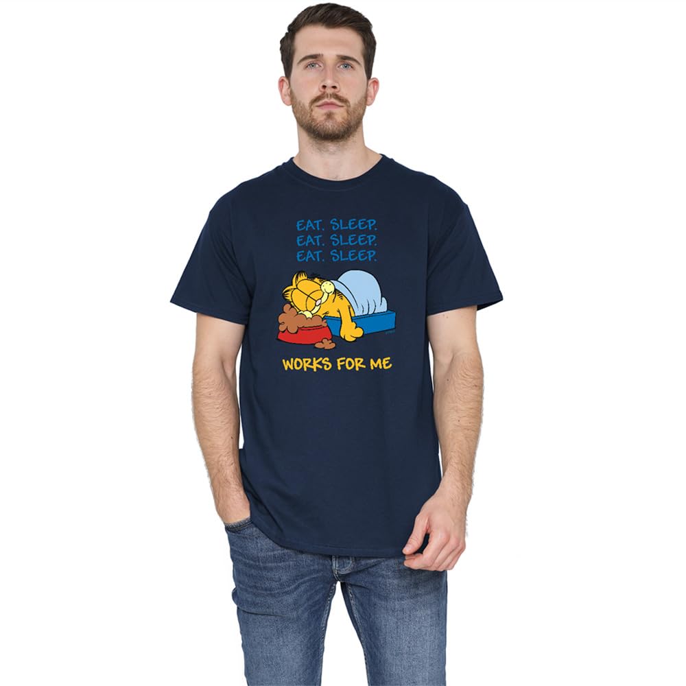 Garfield Men's Works For Me T Shirt Navy - XL