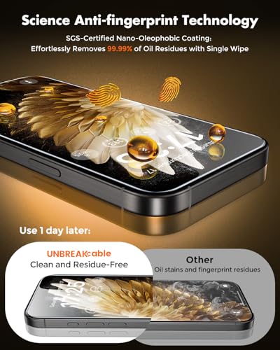 Image of UNBREAKcable for iPhone 15 Pro Screen Protector [Quick-Installation Box] 3-Pack 9H+ Hardness Shatterproof Tempered Glass [99.99% HD Clear] [Case Friendly] [Bubble Free] for iPhone 15 Pro 6.1 inch