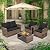 FHFO 4 Piece Outdoor Patio Furniture Set,Wicker Conversation Sets Outdoor Sectional Patio Sofa Couch with Cushions & Coffee Table for Outside, Garden, Balcony, Porch,Yellow/Black