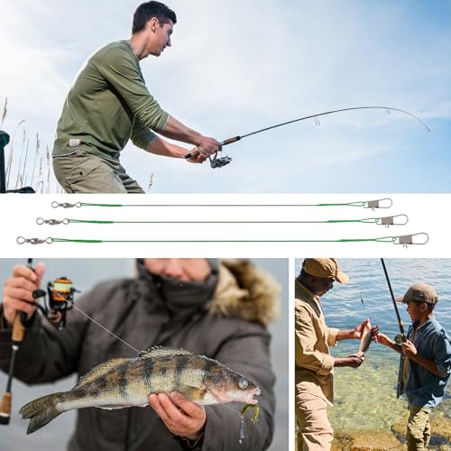 Jeffdad Líderes de Pesca 60 Piezas Nylon Acero Inoxidable Verde miniatura 7