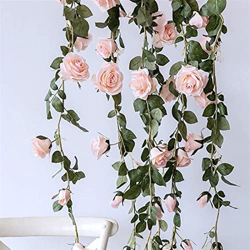 Générique Guirlande De Noël Fleurs Artificielles Rose Ivy Vigne Décoration De Mariage Real Touch Chaîne De Fleurs en Soie Maison Suspendue Guirlande Fête De Mariage Décor 2m Guirlande