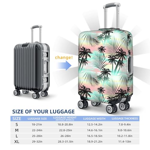 Tropical Summer Palm For Travel Luggage Cover Suitcase Protector Fits 18-32 Inch Travel Luggage Protector Elastic Luggage Anti-Scratch Suitcase Cover4