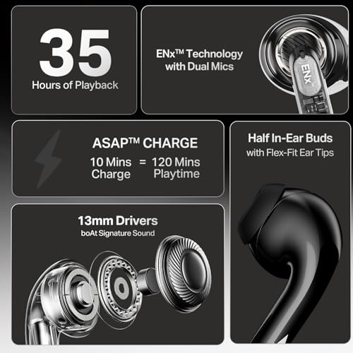 boAt Airdopes 101v2 Black Wireless Earbuds Pitch Black - Image 3