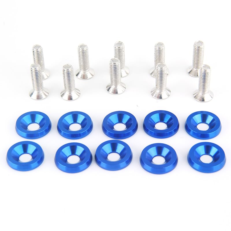 10/ Set M6 car Modification Screw Gasket Bolt Aluminum for Fender Bumper Washer Photo Engine Compartment Screw Set(Silver)