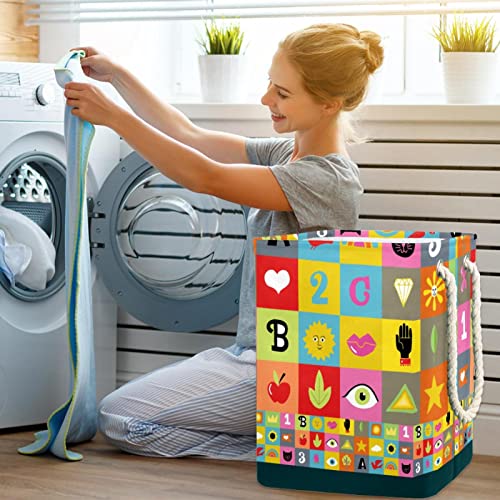 Panier à linge imperméable grand format avec motif dessiné main