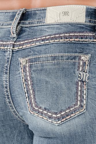 Miss Me Women's Pink Border Embellished Pockets Mid-Rise Bootcut Jeans4
