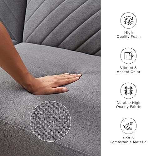 mopio 76.4" Futon Sofa Bed, Couch, Loveseat, Sleeper Sofa, Mid Century Modern Futon Couch, Sofa Cama, Couches for Living Room (Dark Gray Fabric) - Thumbnail 4