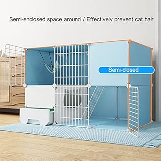 Gabbia per Gatti di Grandi Dimensioni - Gabbie per Gatti da Interno di Grandi Dimensioni con lettiera Fai da Te per Gatti, recinto Staccabile in Filo Metallico per Gattini, Gabbia per piccol
