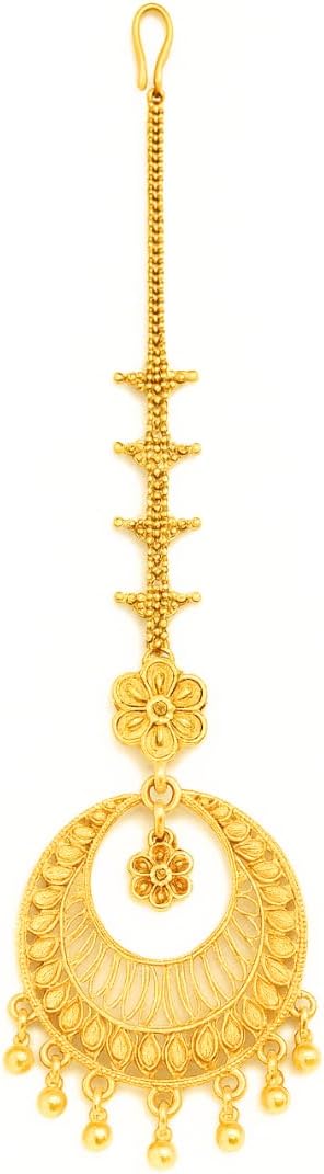 SMARNN Traditional Gold Plated Maang Tikka for Women | One Gram Jewellery
