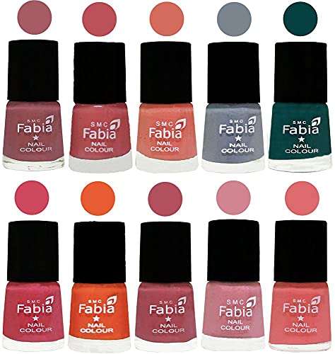 Image of ALL IN ONE (PACK OF 10), Long Lasting Glossy Nail Polish, 6 ml Each, All Vibrant Colours,01980