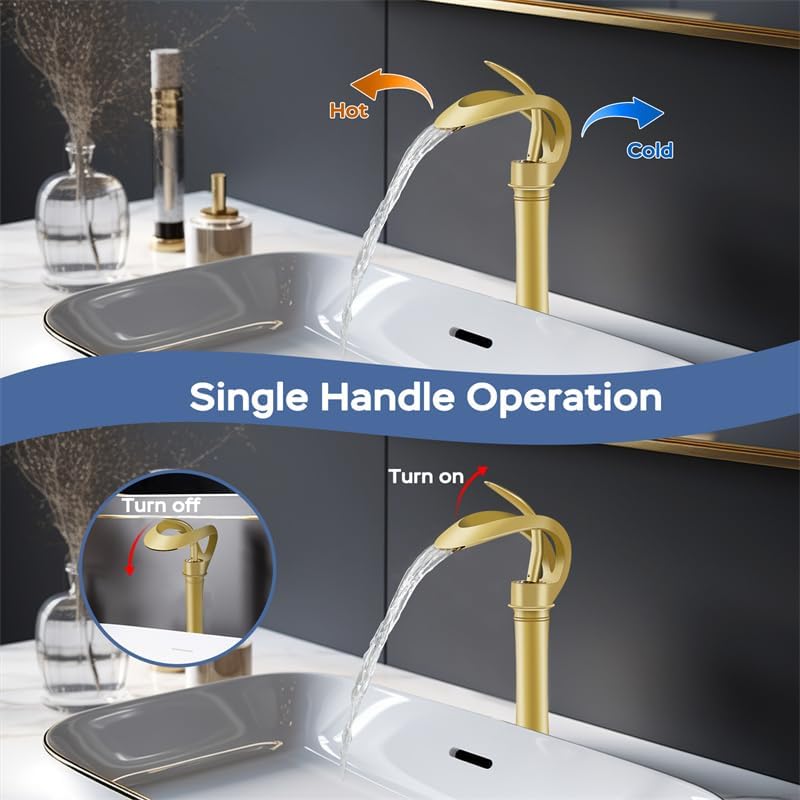 Miniatura 3 de Elegante grifo de lavabo de baño con boquilla UPO, grifo de lavabo de un solo orificio de latón sólido, grifo de lavabo de 1 orificio (tamaño alto,