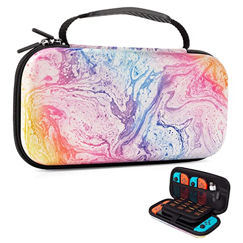 Vimorco Nintendo Switch OLED Case, Nintendo Switch Case, Carry Case for Nintendo Switch, Switch Travel Case for Girls, 16 Game Card Slots, Hard Shell Cover for Console Games & Joy-Con, Pink Purple