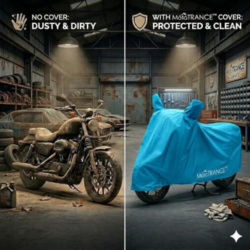Image of Mototrance All Weather Protection Two Wheeler Cover for All Bikes /Royal Enfiled /Upto Pulsar 160CC to 350CC | Anti Dust, Water Resistant, Heat Resistant, UV Proof with Mirror Pocket | Solid Aqua