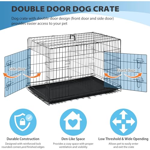 Image of BestPet | Dog Crate | 42 inch | Black | Foldable Metal Kennel with Single Doors