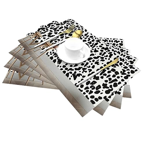 Set de table lavable lot de 6 pièces imprimé léopard résistant et étanche