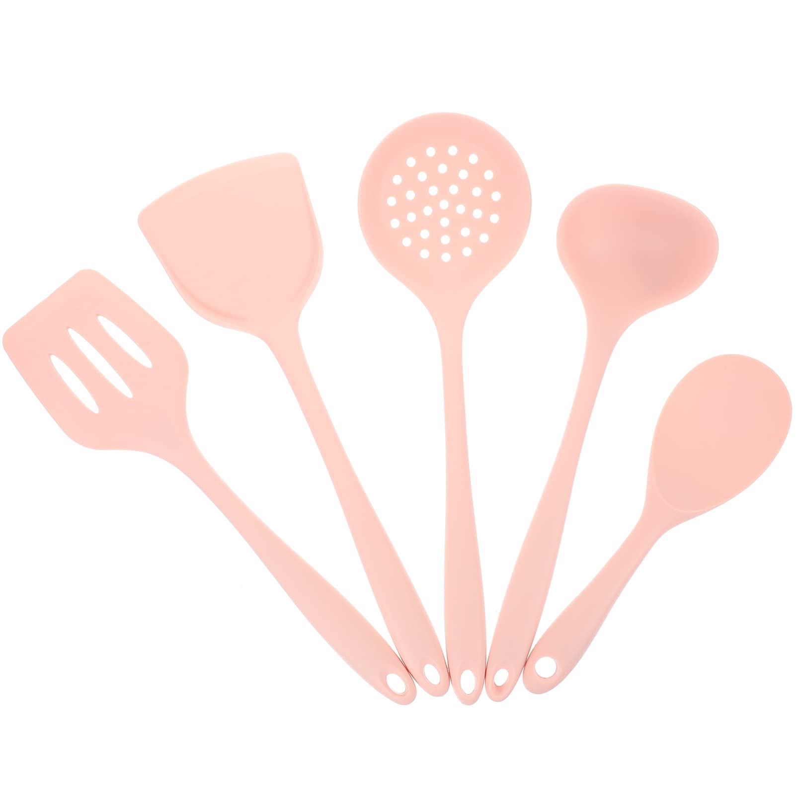BESTonZON Set di Utensili Cucina e Cucchiaio Ergonomico Spatola Antiaderente in Silicone Resistente al Calore Antiscivolo e Facile da Appendere per Uso Quotidiano