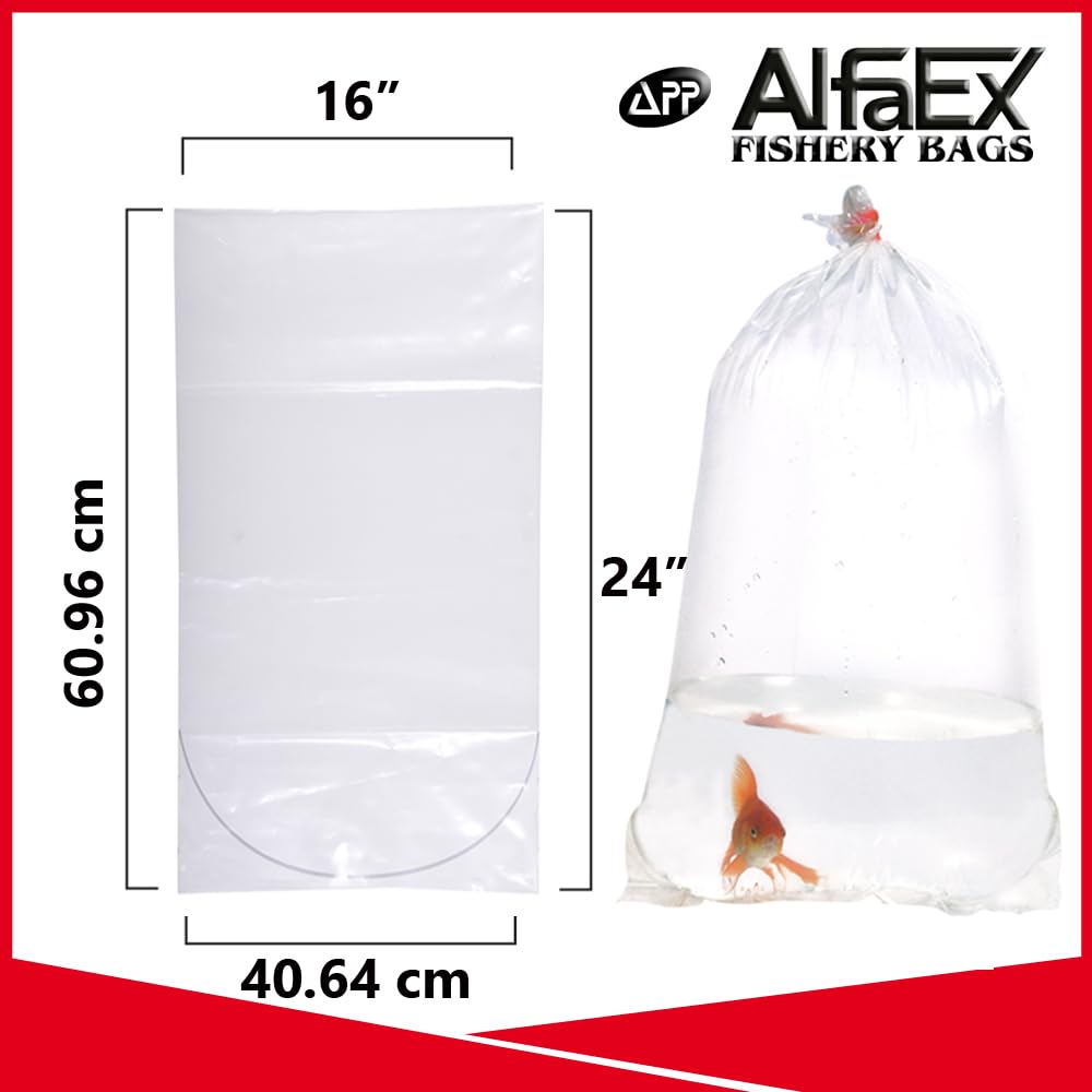 AlfaEx Fishery Bags, 16" x 24" Leak Proof, Rounded Bottom, Clear Plastic Fish Bags for Tropical & Marine Fish Transport - Image 4