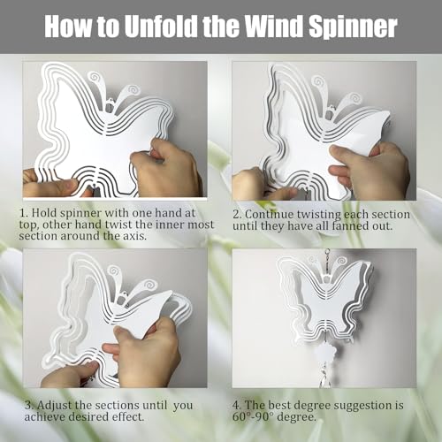 4Pack 8inch Sublimation Wind Spinner Blanks 3D Aluminum Metal Wind Sculpture Kinetic Spinners for Yard and Garden Indoor Art Ornaments Hanging Decoration (New Butterfly) by WindMage - Image 5