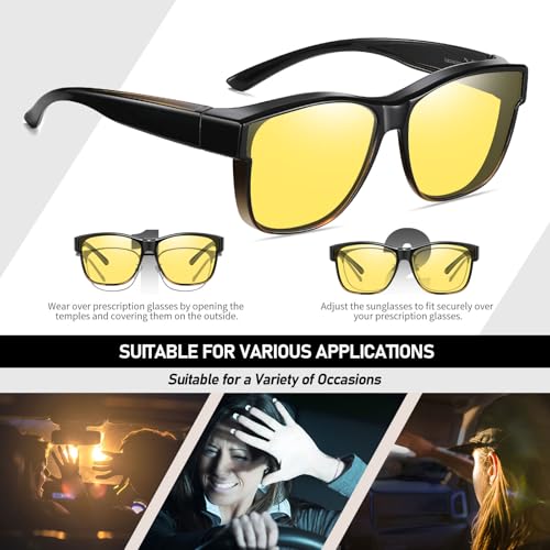 Image of HAOLOTA Night Vision Driving Over Glasses, Polarized Nighttime Glasses Men Women Anti Glare Yellow Tinted Lens