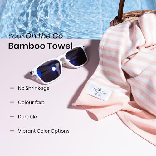 Image of Mush Grab & Go Bamboo Travel Towel | 100% Bamboo Bath Towel for Beach, Hiking & Gym Towel for Men Workout | Compact Towels with Travel Bag | 60x120 cms, 250GSM Quick Dry & Featherlight | Peach