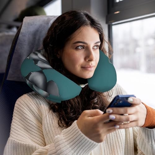 Almohada de viaje ergonómica de fibra de poliéster negra miniatura 6