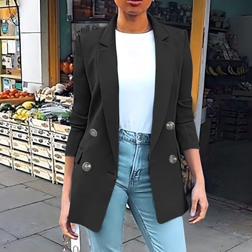 Blazers for Women 2024 Fall Business Casual Outfits Long Sleeve Women's Plus Size Blazer Suit Jackets with Pockets2