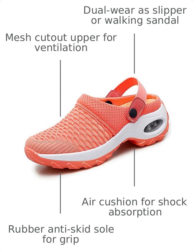 Image of Trsorini Mules Clogs for Women Summer Air Cushion Platform Mesh Mules Sneaker Sandals for Female Lightweight Beach Shoes Outdoor Slippers Walking Shoes