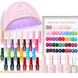 Beetles Gel Nail Polish Kit with U V Light - 25 Colors Valentines Gel Polish Set 51 Pcs Imprints of Time Nail Kit One Color One Bottle with Top &Base Coat Beauty Must Have DIY Salon Gifts for Women